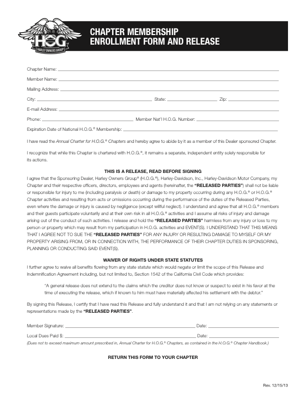 Chapter Membership Enrollment Form and Release-EDITABLE